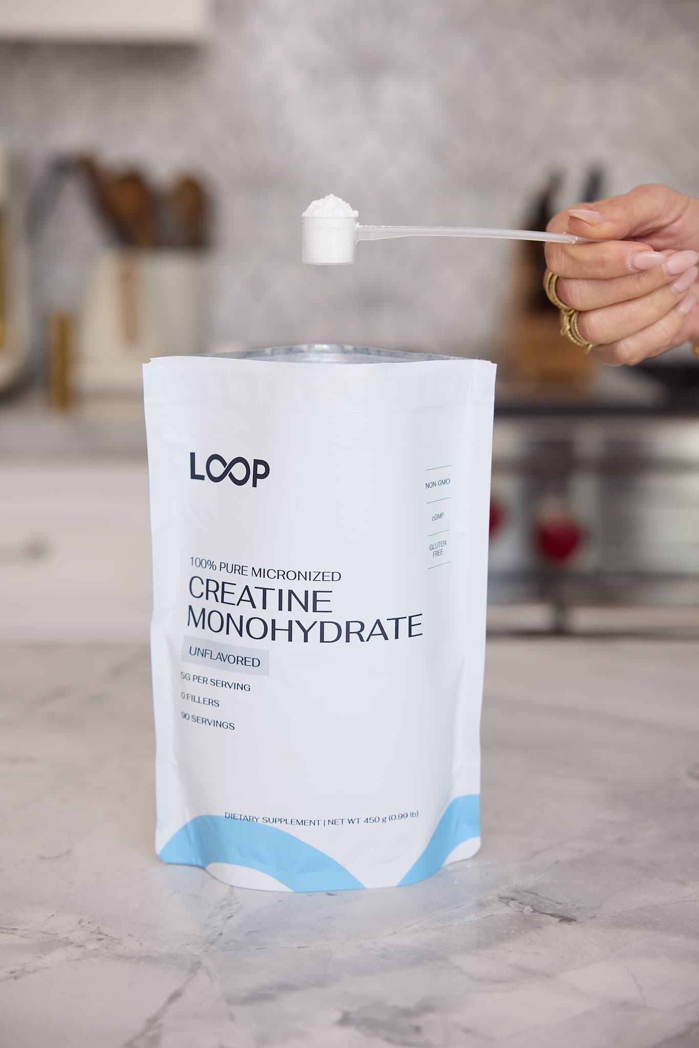 Scooping creatine powder